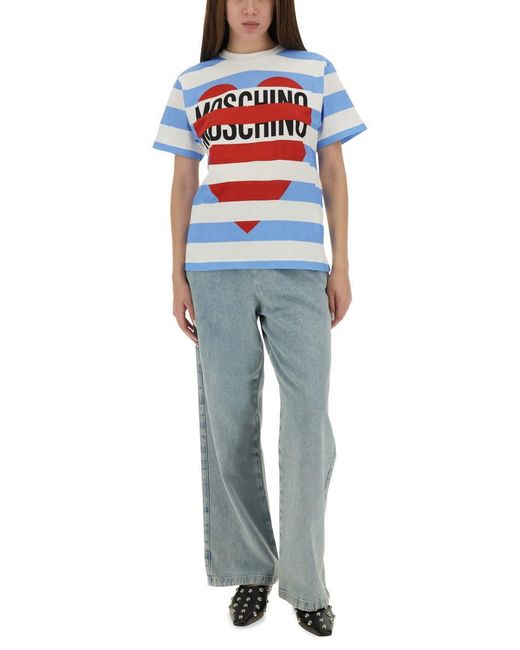 Moschino Blue Wide-Leg Denim Jeans With Drawstring Waistband