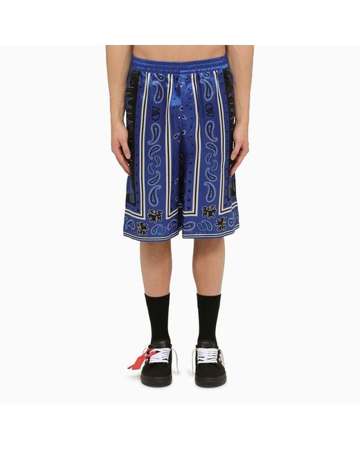 Off-White c/o Virgil Abloh Blue Off- Nautical Bermuda Shorts With Print for men