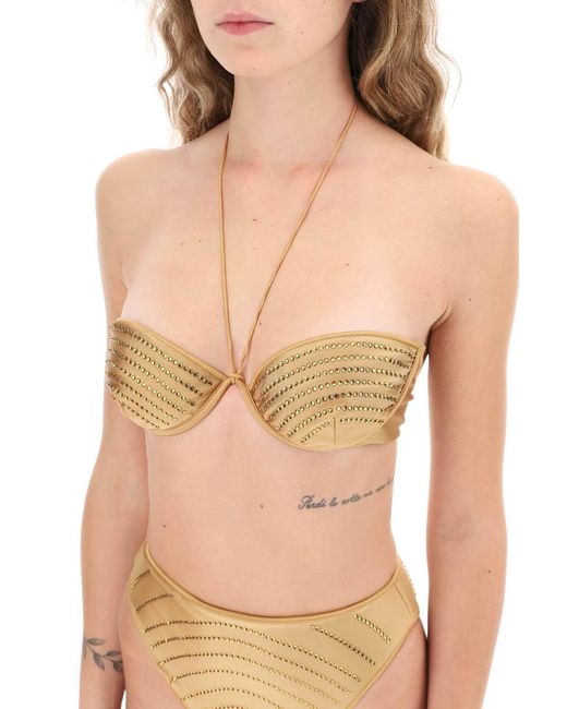 Oseree White Bikini Set With Rhinestones