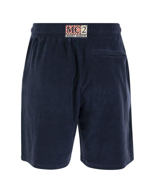 Mc2 Saint Barth Blue Sponge Bermuda Shorts for men