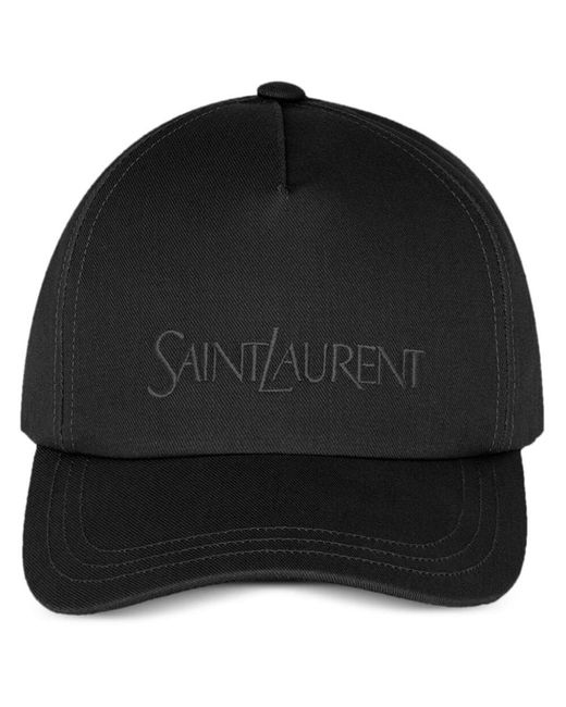Saint Laurent Black Embroidered Logo Cotton Cap for men