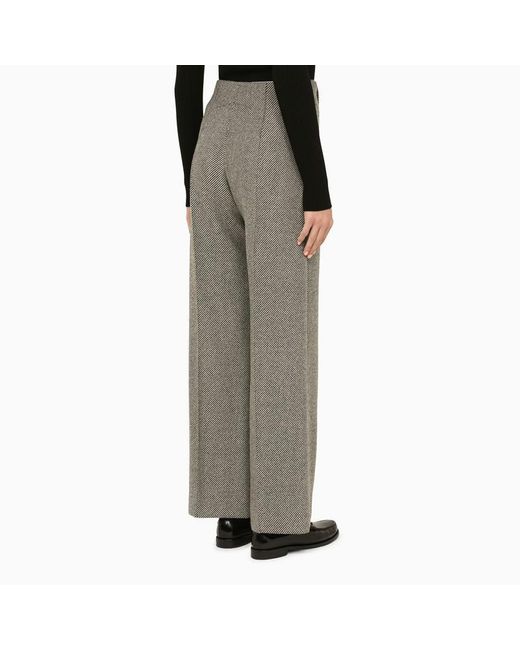 Patou Gray Grey Herringbone Regular Trousers