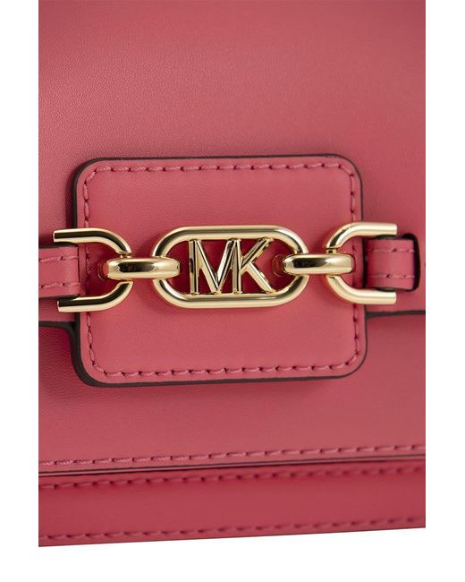 Michael Kors Red Heather Extra-Small Leather Shoulder Bag