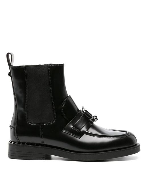 Ash Black Stud-embellished Leather Boots