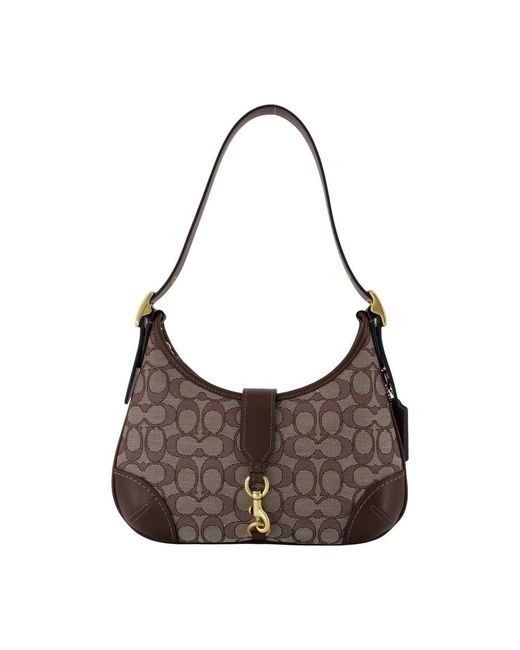 COACH Brown Signature Hamptons Hobo Bag