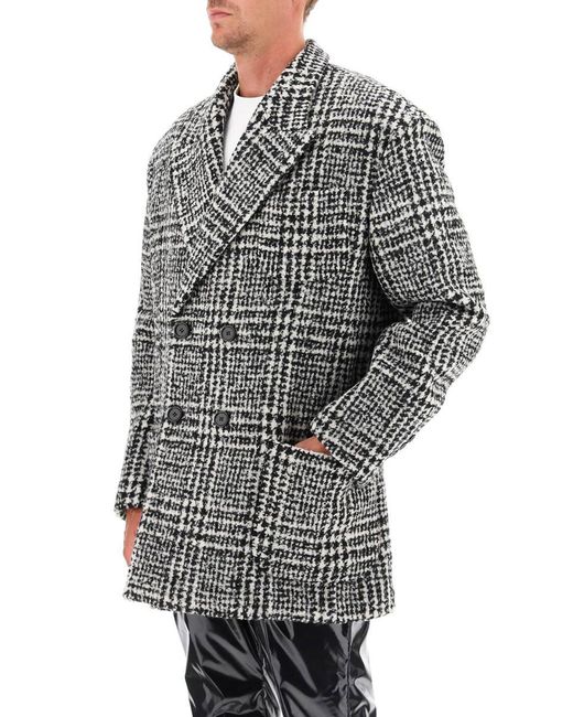 Dolce & Gabbana Black Checkered Double-Breasted Wool Jacket for men
