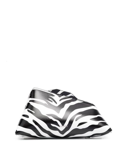The Attico White 8.30 Pm Zebra Pattern Leather Clutch Bag