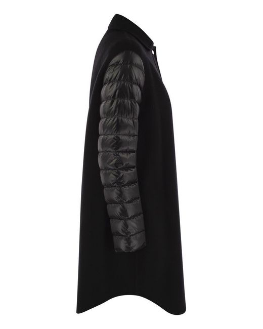 Herno Black Coat With Down Sleeves