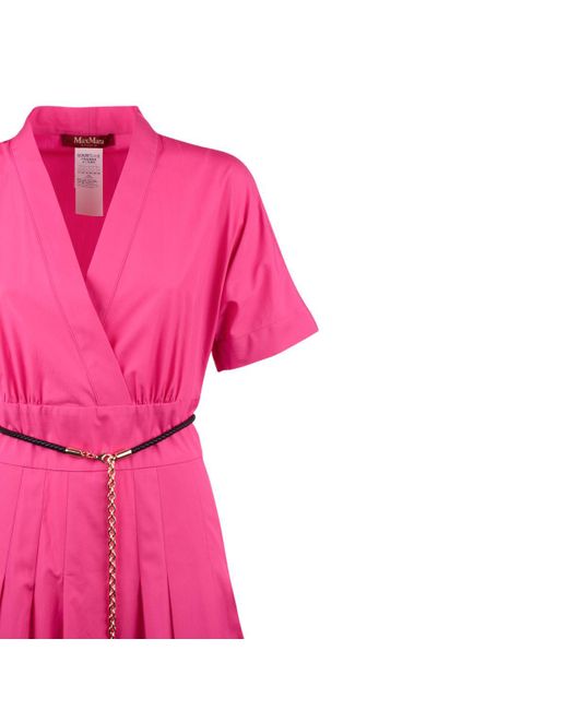 Max Mara Pink Poplin Crossover Dress