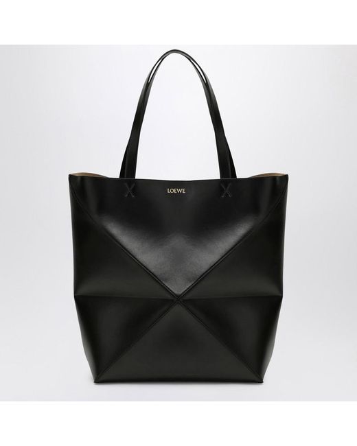 Loewe Black Geometric Leather Tote Bag for men