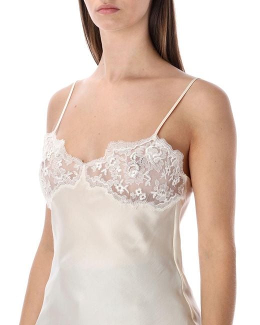 Chloé Red Ivory Silk Top With Lace