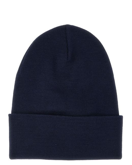 Moncler Blue Logo Patch Beanie for men