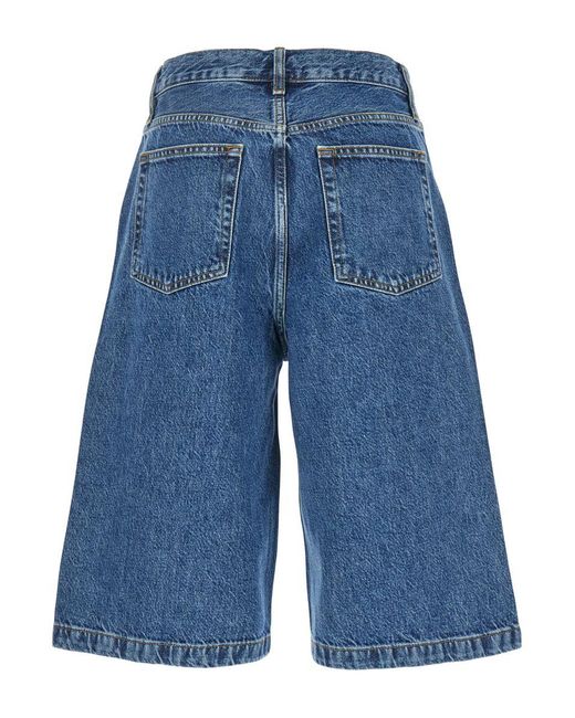【送料&関税込】Frame the Boy Short Blue Shorts With Belt Lo FRAME 'The Boy Short' Shorts With Belt Loops in Blue | Lyst