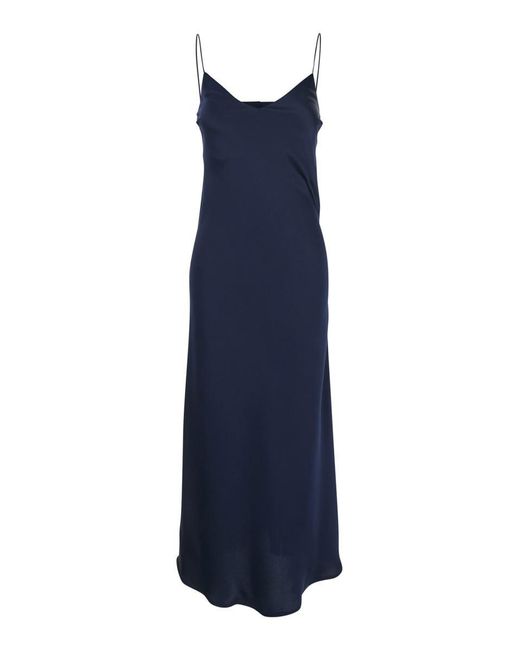 Plain Blue Dress With Thin Straps