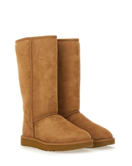 Ugg Brown Classic Tall Boots With Suede-Like Exterior