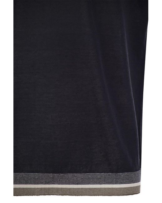 Peserico Blue T-shirt In Linen And Cotton Yarn for men