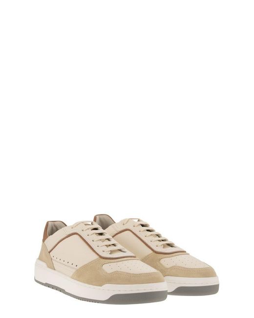 Brunello Cucinelli Multicolor Basket Trainers In Grained Calfskin And Washed Suede for men