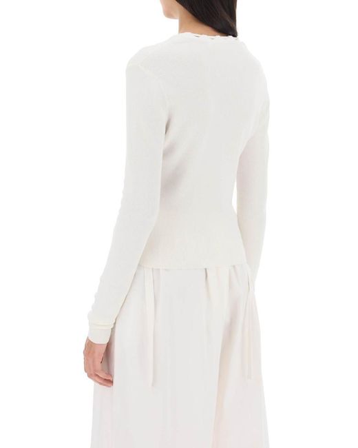 Dion Lee White Lace Up Cardigan