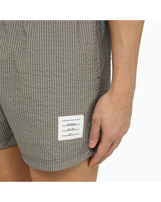 Thom Browne Gray Med Grey Striped Swim Shorts for men