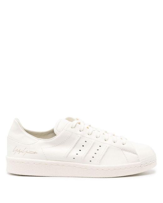 Y-3 White Superstar Lace-up Leather Sneakers for men