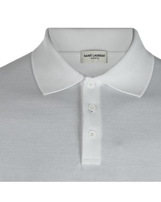Saint Laurent Gray White Cotton Polo Shirt for men