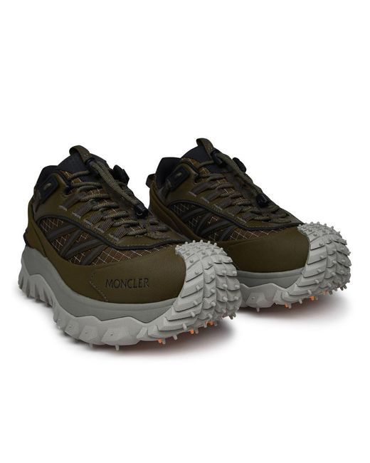 Moncler Black Trail Grip Sneakers In Green Polyamide for men