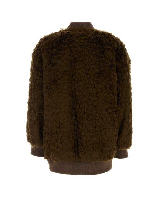 Weekend by Maxmara Brown Teddy Agiate Bomber Jacket