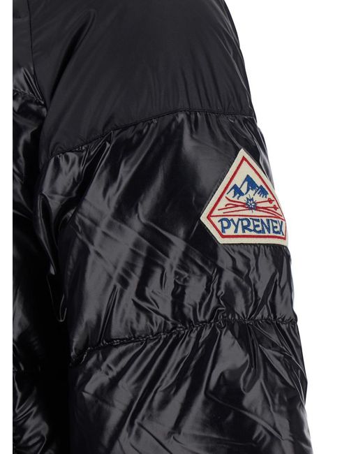 Pyrenex 'sten' Black Down Jacket With Drawstring Hood And Logo Patch On The Sleeve In Tech Fabric Unisex