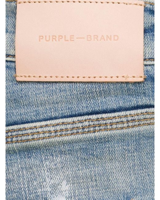 Purple Brand Light Blue Five Pockets Skinny Jeans With Paint Stains In Cotton Denim Man for men