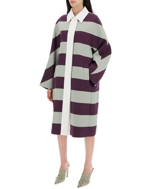 Dries Van Noten White "Striped Cotton Roolsy Coat