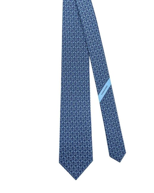 Ferragamo Gancini Silk Tie in Blue for Men