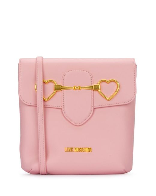 Love Moschino Pink Heart-Plaque Crossbody Bag
