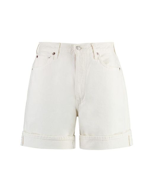 Agolde White Cotton Bermuda Shorts