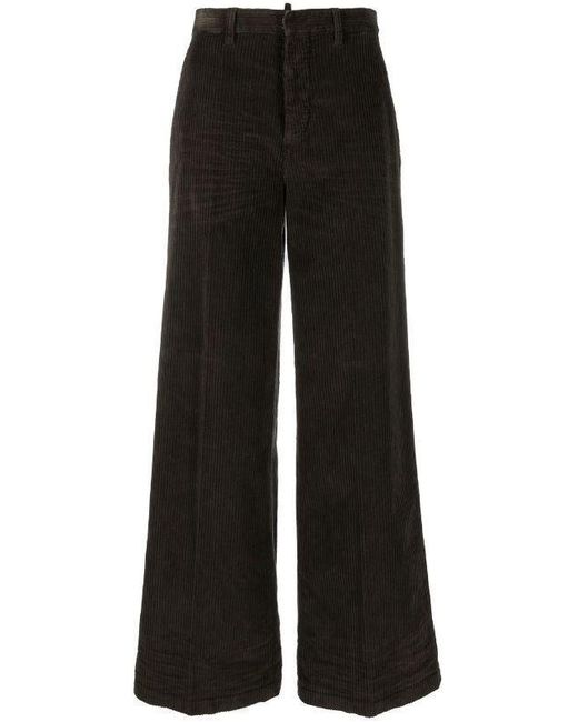 DSquared² Black Wide-leg Corduroy Trousers