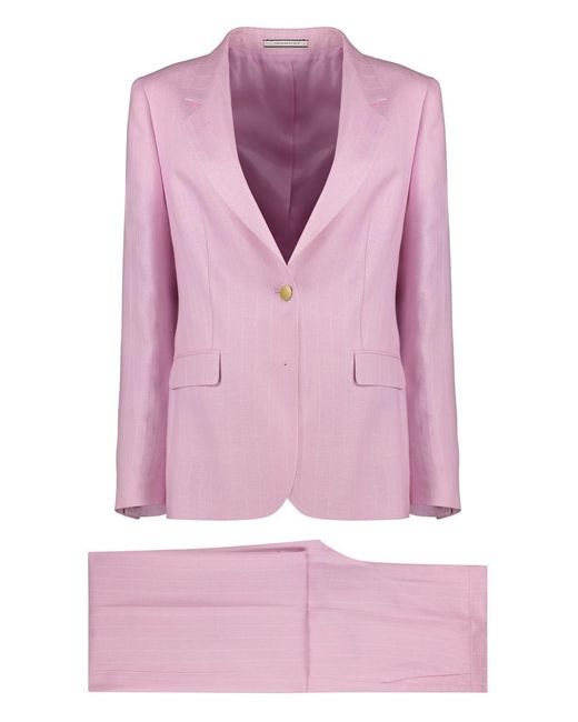 Tagliatore Pink Linen Two-Pieces Suit