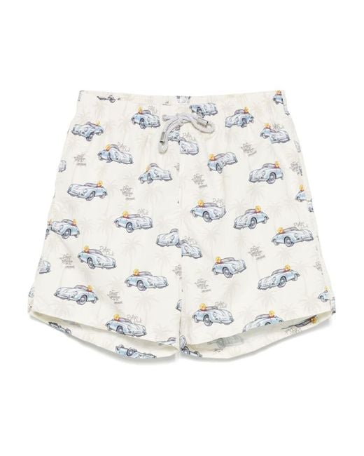 Mc2 Saint Barth White 'Gustavia' Swimsuit With Print for men