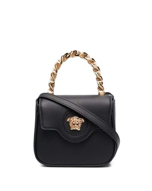 Versace La Medusa Mini Bag In Black Leather Woman