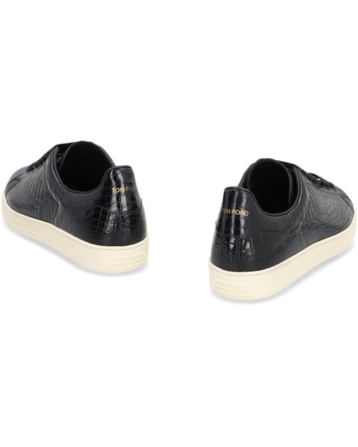 Tom Ford Black Warwick Leather Low-top Sneakers for men