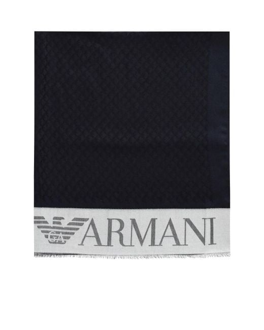 Emporio Armani Black Scarf With Jacquard Logo