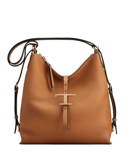 Tod's Brown Small T Timeless Shoulder Bag