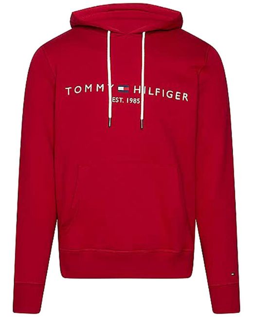 Tommy Hilfiger Red Tommy Logo Hoody for men