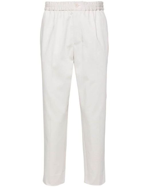 AMI White Mid-Rise Tapered Trousers for men