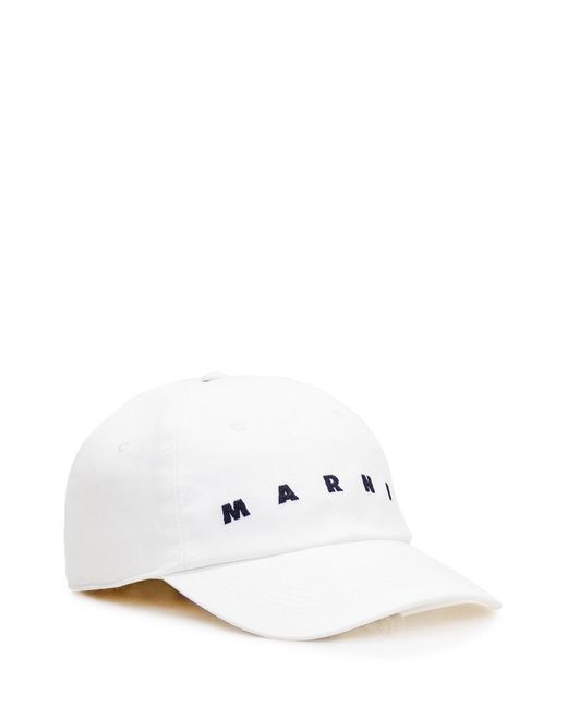 Marni White Hat With Logo for men