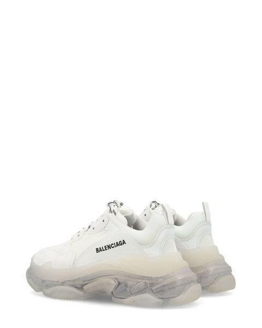 Balenciaga White Leather Triple S Sneakers