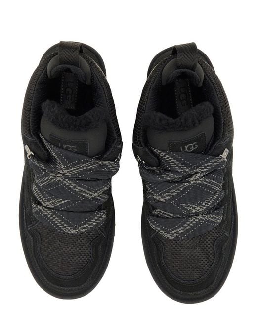 Ugg Black Low-Top Leather And Textile Sneakers With Rubber Sole