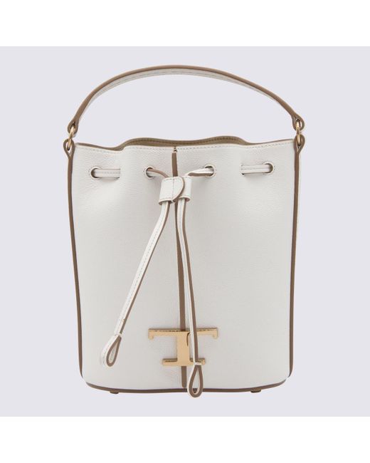 Tod's White Leather T Timeless Bucket Bag Lyst