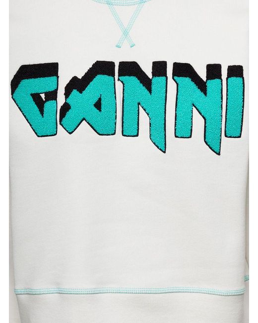 Ganni White 'Isles Rock' Bio Ivory Cotton Sweatshirt