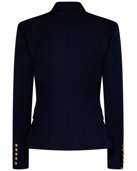 Balmain Blue Double-Breasted Wool Jacket