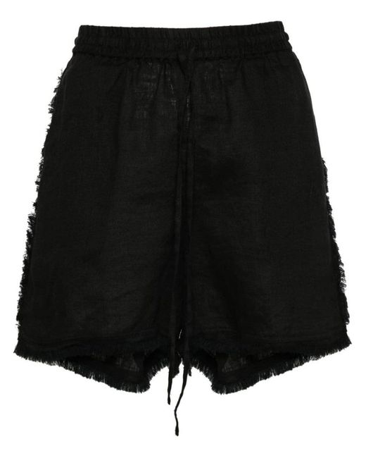 P.A.R.O.S.H. Black Logo-Embroidered Frayed Shorts