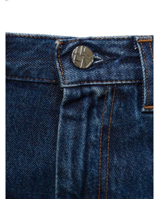 Totême  Blue Cropped Straight Jeans In E Denim Cotton Woman